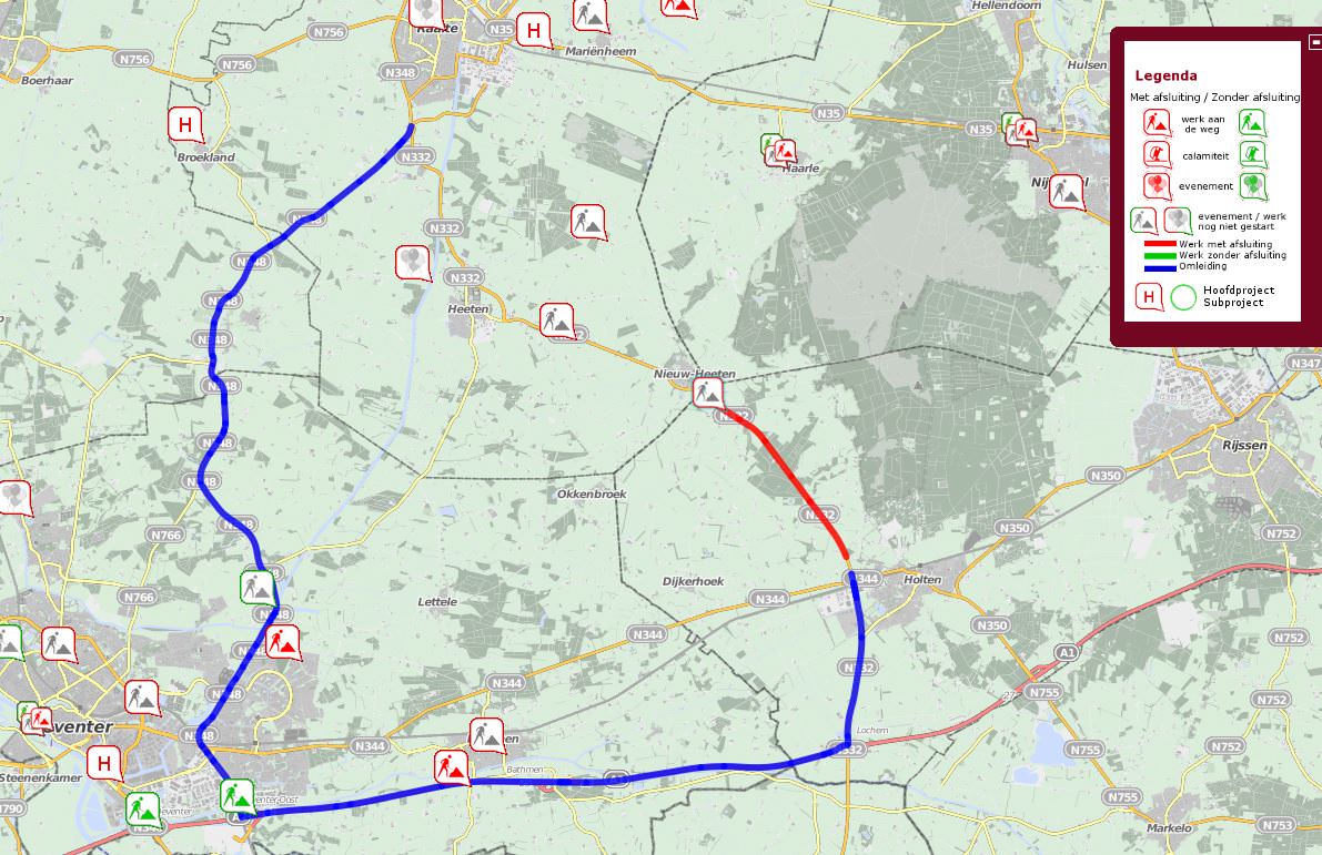 Veel extra kilometers door afsluiting N332 (Raalterweg) 