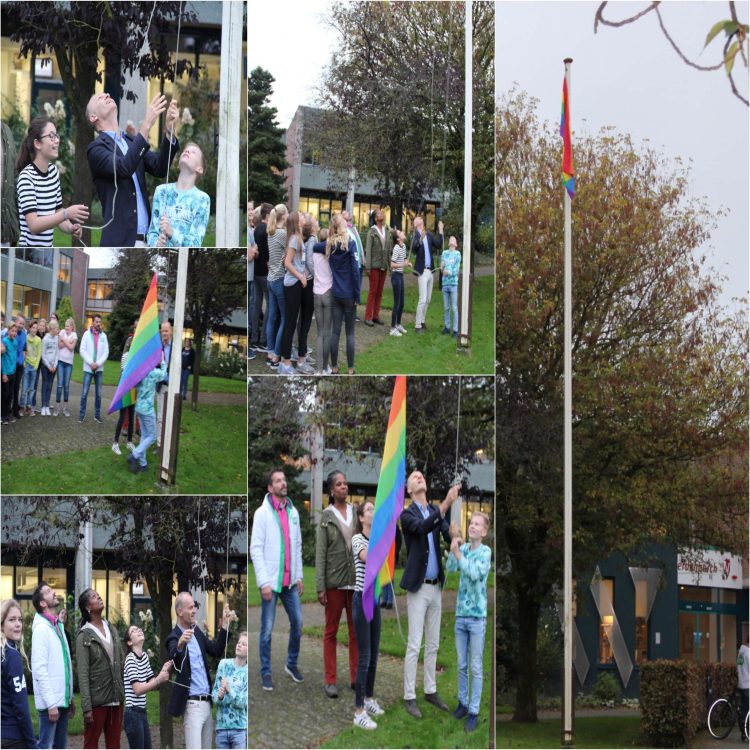 Regenboogvlag gehesen bij de Waerdenborch waerdenborch de waerdenborch d66 