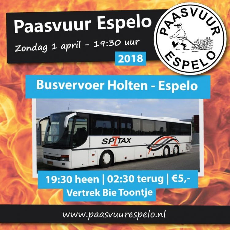 Busvervoer van Cafe Toontje naar Paasvuur Espelo toontje paasvuur espelo bie toontje 